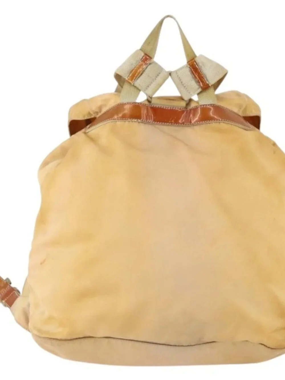 PRADA Backpack Nylon Beige Silver Auth gh1768